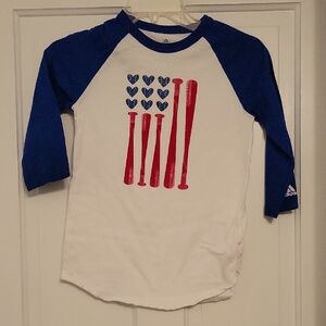 Adidas Kids' Blue and White 3/4 Sleeve Tee